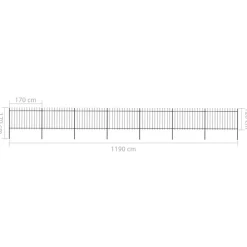 MAISON EXCLUSIVE - Clôture de jardin avec dessus en forme de lance en acier 1248 x 120 cm noir