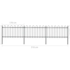 MAISON EXCLUSIVE - Clôture de jardin avec arceau en acier 537 x 100 cm noir