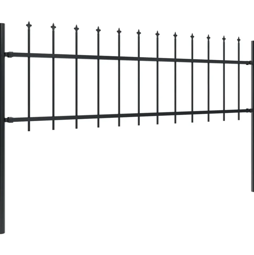 MAISON EXCLUSIVE - Clôture de jardin avec dessus en forme de lance en acier 1248 x 60 cm noir