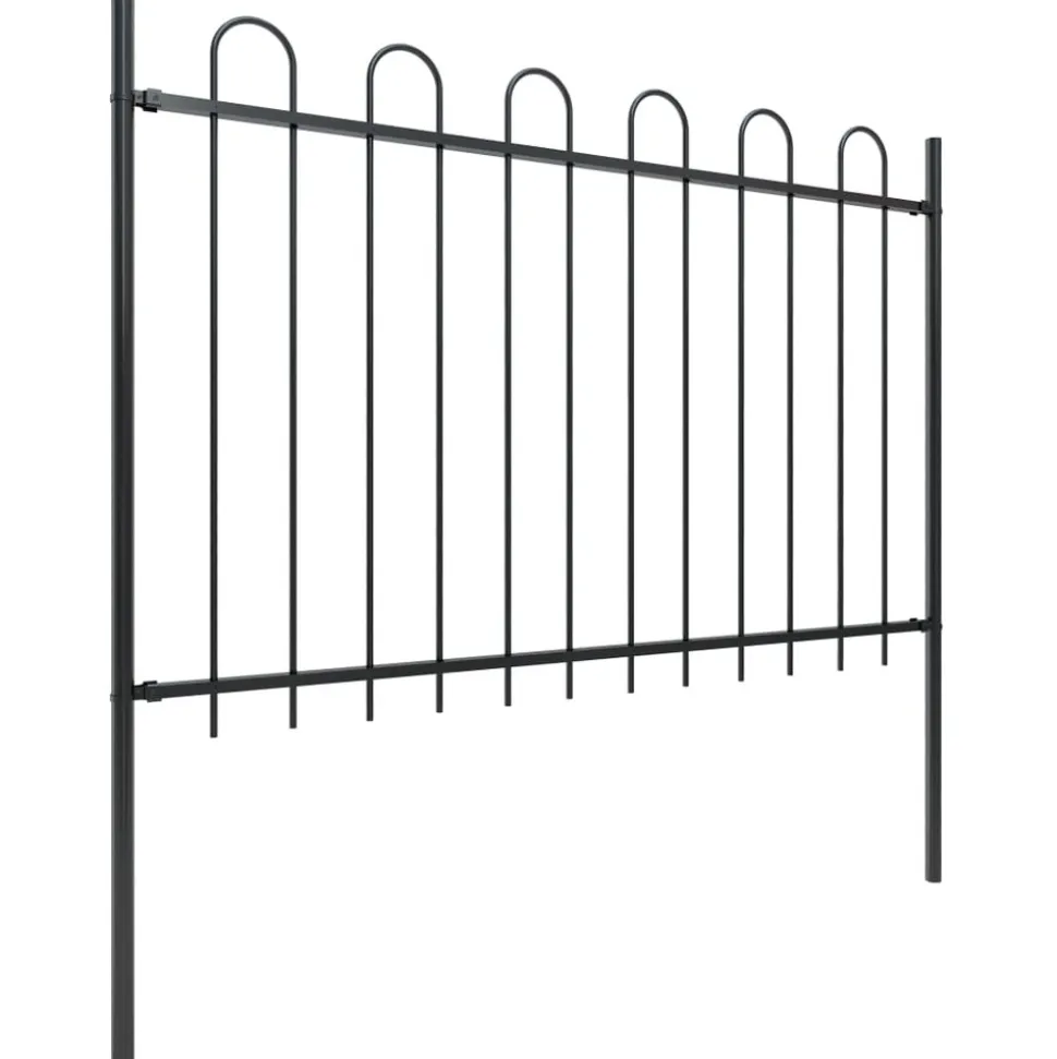 MAISON EXCLUSIVE - Clôture de jardin avec arceau en acier 537 x 120 cm noir
