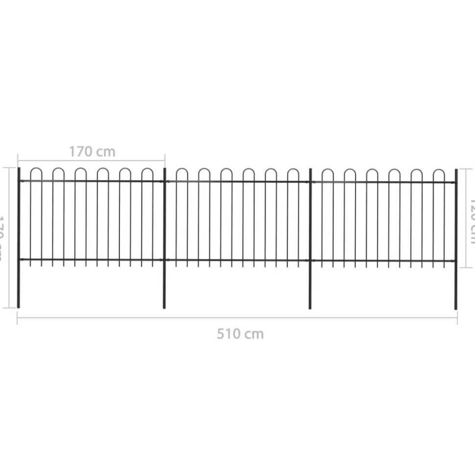 MAISON EXCLUSIVE - Clôture de jardin avec arceau en acier 537 x 120 cm noir