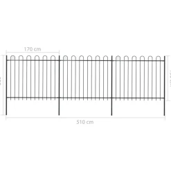 MAISON EXCLUSIVE - Clôture de jardin avec dessus en cerceau acier 5,1 x 1,5 m noir