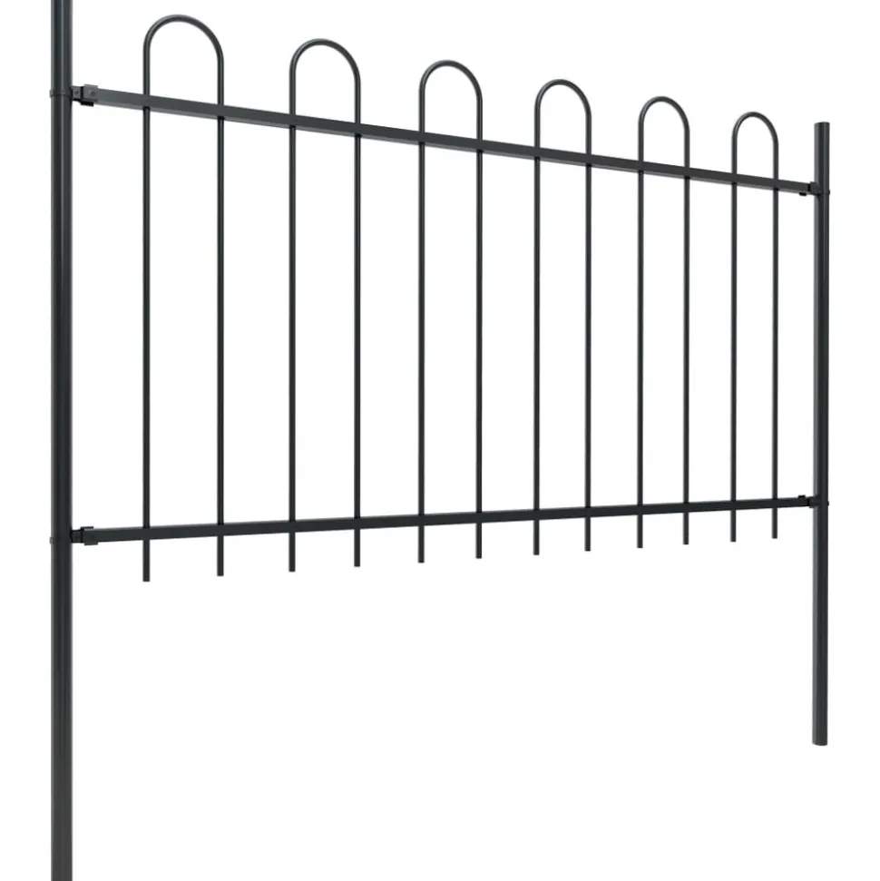 MAISON EXCLUSIVE - Clôture de jardin avec arceau en acier 1603,5 x 100 cm noir
