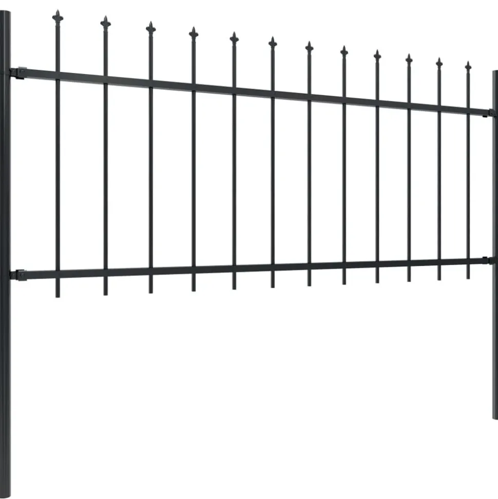 MAISON EXCLUSIVE - Clôture de jardin avec dessus en forme de lance en acier 1248 x 80 cm noir