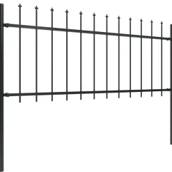 MAISON EXCLUSIVE - Clôture de jardin avec dessus en forme de lance en acier 1426 x 80 cm noir