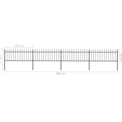 MAISON EXCLUSIVE - Clôture de jardin avec dessus en forme de lance en acier 714,5 x 80 cm noir