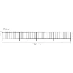 MAISON EXCLUSIVE - Clôture de jardin avec dessus en forme de lance en acier 1426 x 150 cm noir