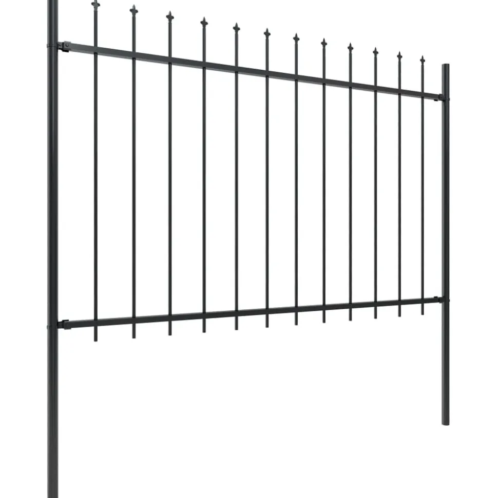 MAISON EXCLUSIVE - Clôture de jardin avec dessus en forme de lance en acier 537 x 120 cm noir