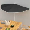 MAISON EXCLUSIVE - Demi-parasol de jardin avec mât 180x90 cm noir