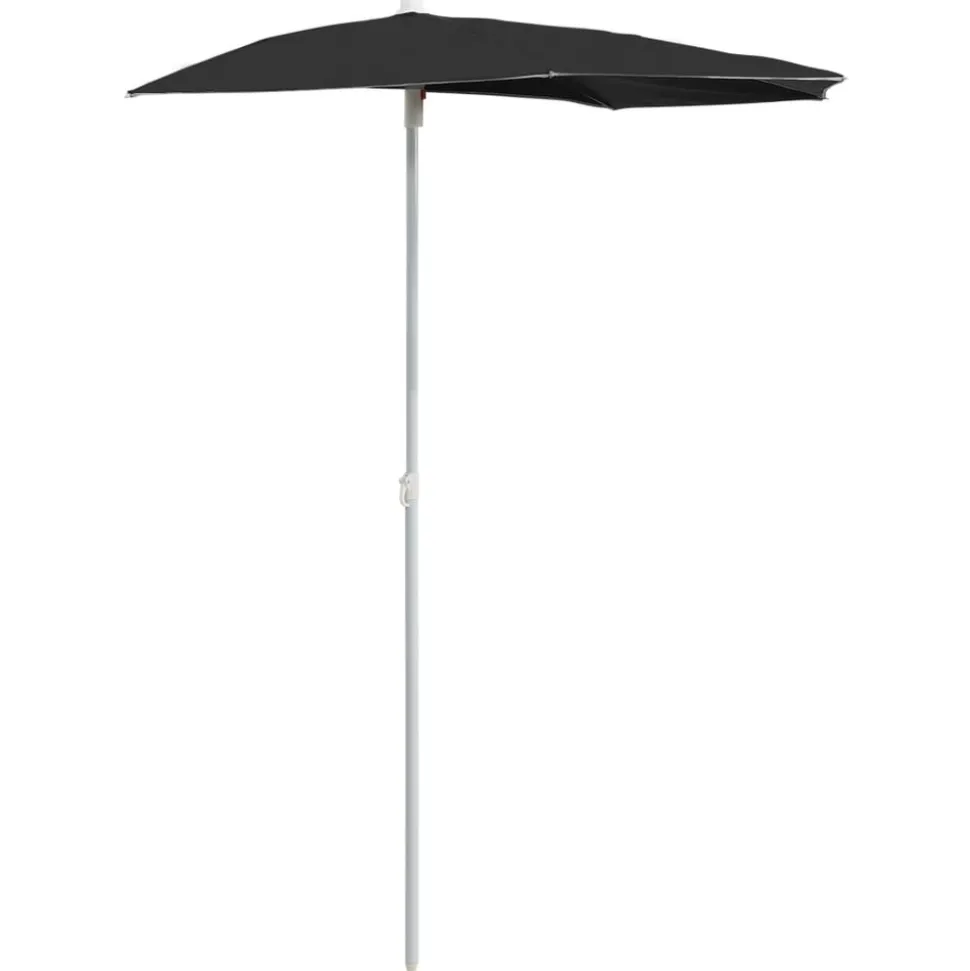 MAISON EXCLUSIVE - Demi-parasol de jardin avec mât 180x90 cm noir