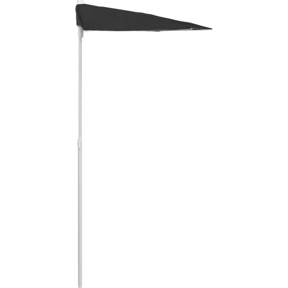 MAISON EXCLUSIVE - Demi-parasol de jardin avec mât 180x90 cm noir