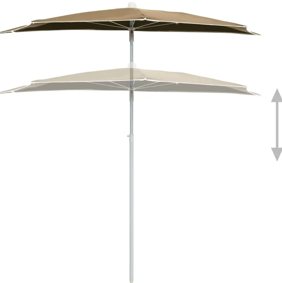MAISON EXCLUSIVE - Demi-parasol de jardin avec mât 180x90 cm taupe