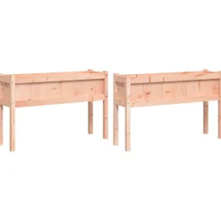 MAISON EXCLUSIVE - Jardinières 2 pcs avec pieds bois massif douglas