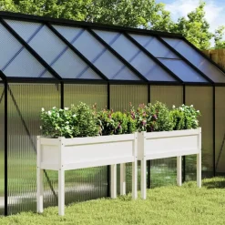 MAISON EXCLUSIVE - Jardinières 2 pcs avec pieds blanc bois de pin massif