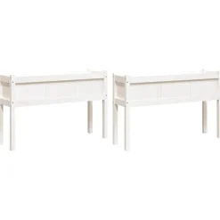 MAISON EXCLUSIVE - Jardinières 2 pcs avec pieds blanc bois de pin massif