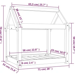 MAISON EXCLUSIVE - Lit pour chien gris 71x55x70 cm bois de pin solide