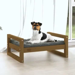 MAISON EXCLUSIVE - Lit pour chien marron miel 55,5x45,5x28 cm bois de pin solide