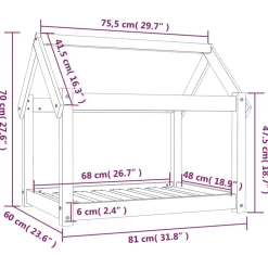 MAISON EXCLUSIVE - Lit pour chien noir 81x60x70 cm bois de pin solide