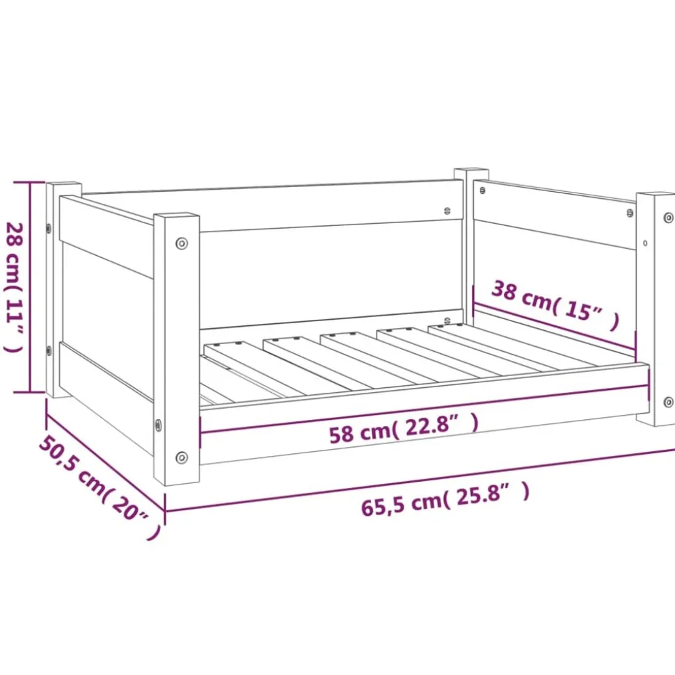 MAISON EXCLUSIVE - Lit pour chien blanc 65,5x50,5x28 cm bois de pin solide