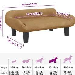 MAISON EXCLUSIVE - Lit pour chien marron 70x40x24 cm velours