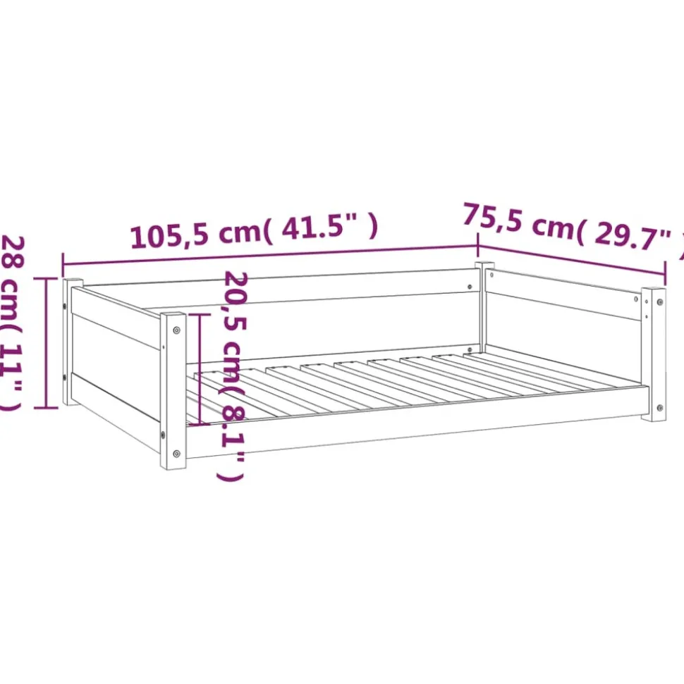 MAISON EXCLUSIVE - Lit pour chien 105,5x75,5x28 cm bois de pin solide