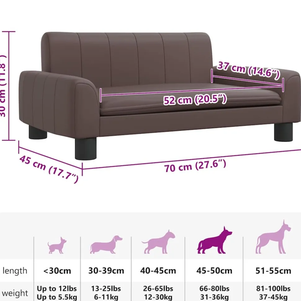 MAISON EXCLUSIVE - Lit pour chien marron 70x45x30 cm similicuir