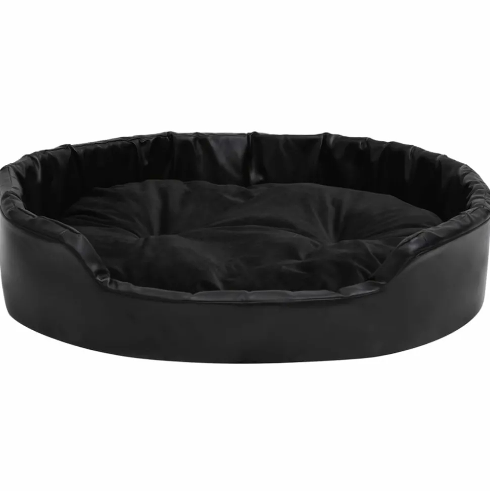 MAISON EXCLUSIVE - Lit pour chiens noir 90x79x20 cm peluche et similicuir