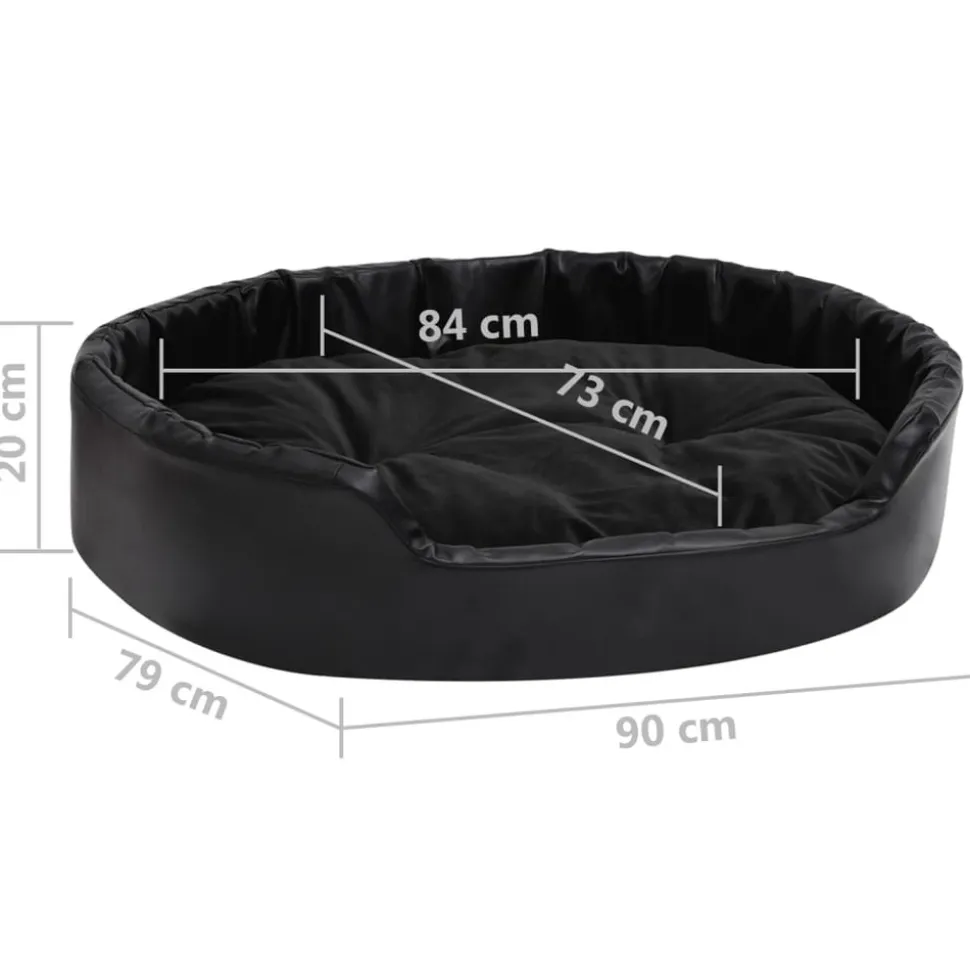 MAISON EXCLUSIVE - Lit pour chiens noir 90x79x20 cm peluche et similicuir