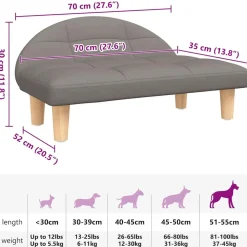 MAISON EXCLUSIVE - Lit pour chien taupe 70x52x30 cm tissu