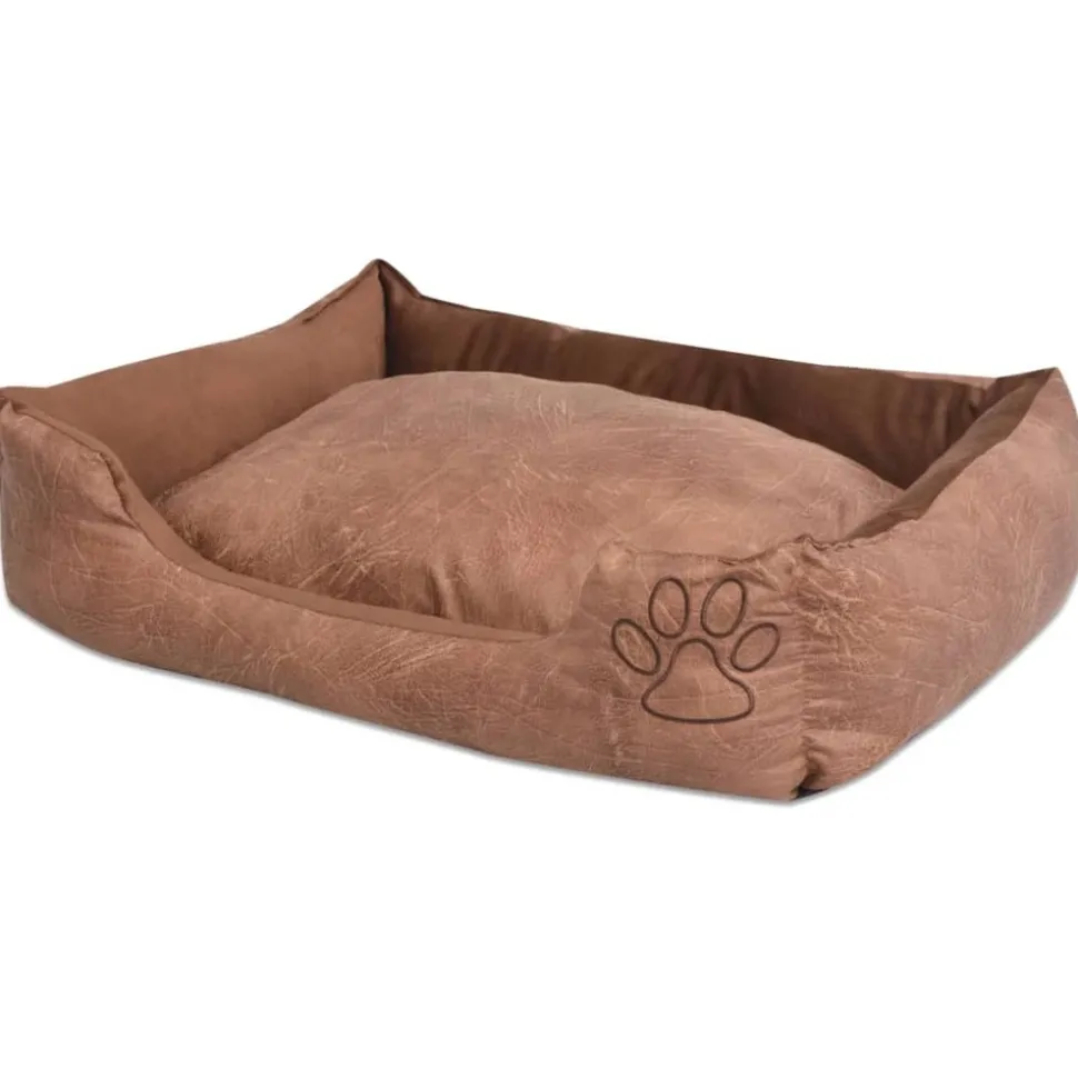 MAISON EXCLUSIVE - Lit pour chiens avec coussin cuir artificiel pu taille s beige