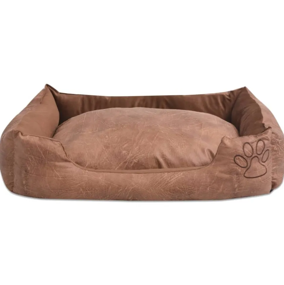 MAISON EXCLUSIVE - Lit pour chiens avec coussin cuir artificiel pu taille s beige