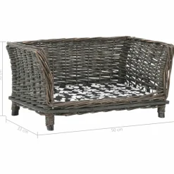 MAISON EXCLUSIVE - Panier pour chiens avec coussin gris 50x33x30 cm saule naturel