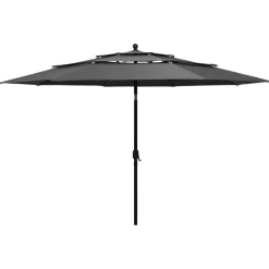 MAISON EXCLUSIVE - Parasol de jardin à 3 niveaux avec mât en aluminium anthracite