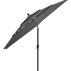 MAISON EXCLUSIVE - Parasol de jardin à 3 niveaux avec mât en aluminium anthracite
