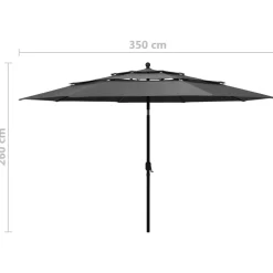 MAISON EXCLUSIVE - Parasol de jardin à 3 niveaux avec mât en aluminium anthracite