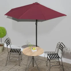 MAISON EXCLUSIVE - Parasol de balcon mât en aluminium bordeaux 270x144x222 cm demi