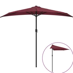 MAISON EXCLUSIVE - Parasol de balcon mât en aluminium bordeaux 270x144x222 cm demi