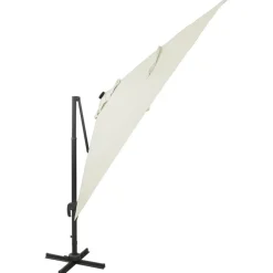 MAISON EXCLUSIVE - Parasol de jardin en porte-à-faux et mât et lumières led sable
