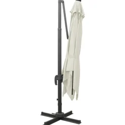 MAISON EXCLUSIVE - Parasol de jardin en porte-à-faux et mât et lumières led sable
