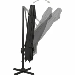 MAISON EXCLUSIVE - Parasol de jardin en porte-à-faux avec double toit noir