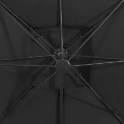 MAISON EXCLUSIVE - Parasol de jardin en porte-à-faux avec double toit noir
