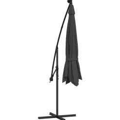 MAISON EXCLUSIVE - Parasol de jardin en porte-à-faux et lumières led mât en métal