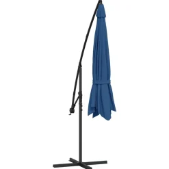 MAISON EXCLUSIVE - Parasol de jardin en porte-à-faux avec mât en aluminium bleu