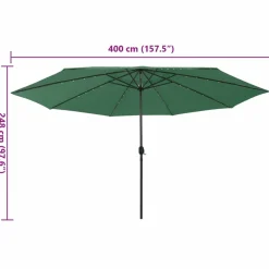 MAISON EXCLUSIVE - Parasol de jardin avec lumières led et mât en métal 400 cm vert