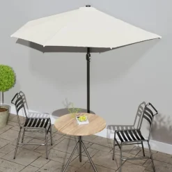 MAISON EXCLUSIVE - Parasol de balcon avec mât en aluminium sable 270x144 cm demi