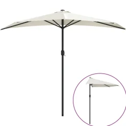MAISON EXCLUSIVE - Parasol de balcon avec mât en aluminium sable 270x144 cm demi