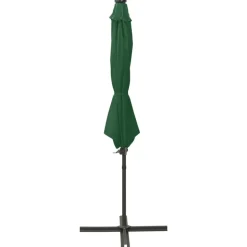 MAISON EXCLUSIVE - Parasol de jardin en porte-à-faux et mât et lumières led vert