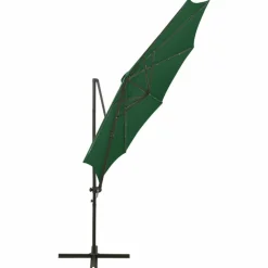 MAISON EXCLUSIVE - Parasol de jardin en porte-à-faux et mât et lumières led vert