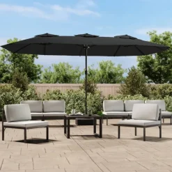 MAISON EXCLUSIVE - Parasol de jardin à double tête avec led noir 449x265 cm