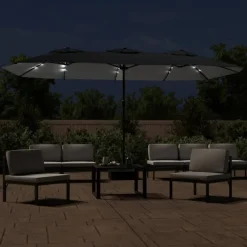 MAISON EXCLUSIVE - Parasol de jardin à double tête avec led noir 449x265 cm